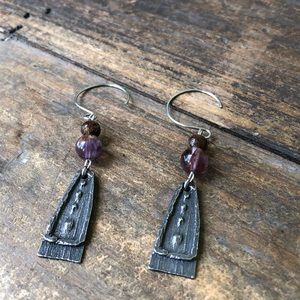 Tribal Phantom Amethyst Gemstone Earrings
